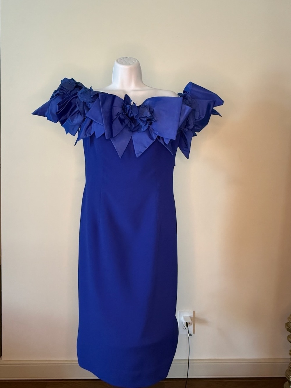 Vintage Victor Costa Blue Off The Shoulder Special Occasion Dress 12